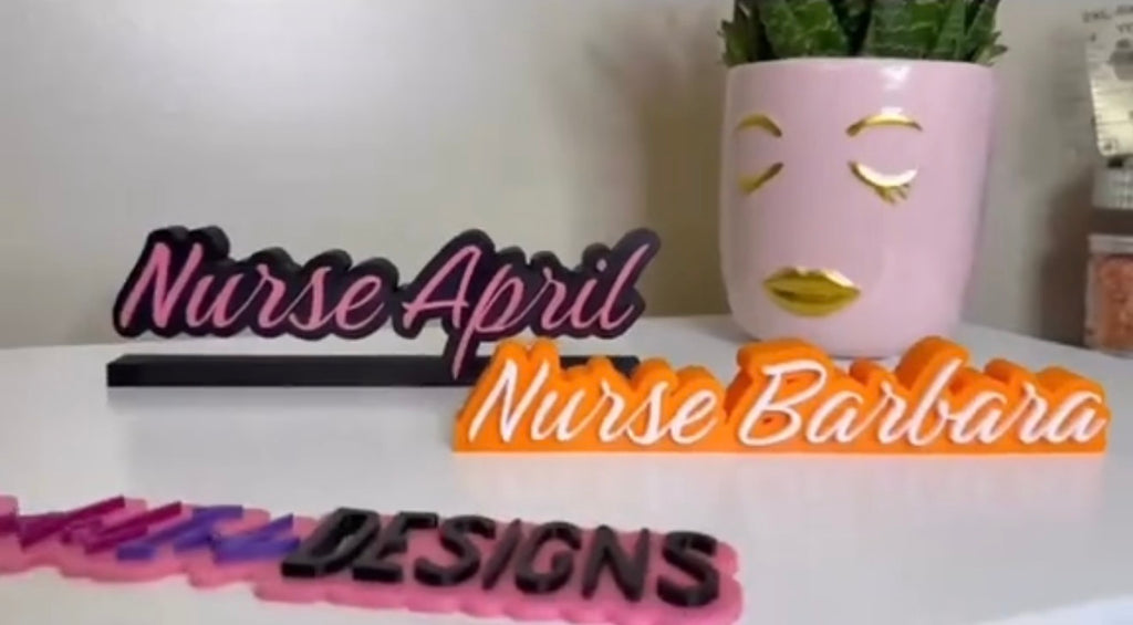 Custom 3D Printed Script Desk Nameplate | Personalized Office & Professional Name Sign