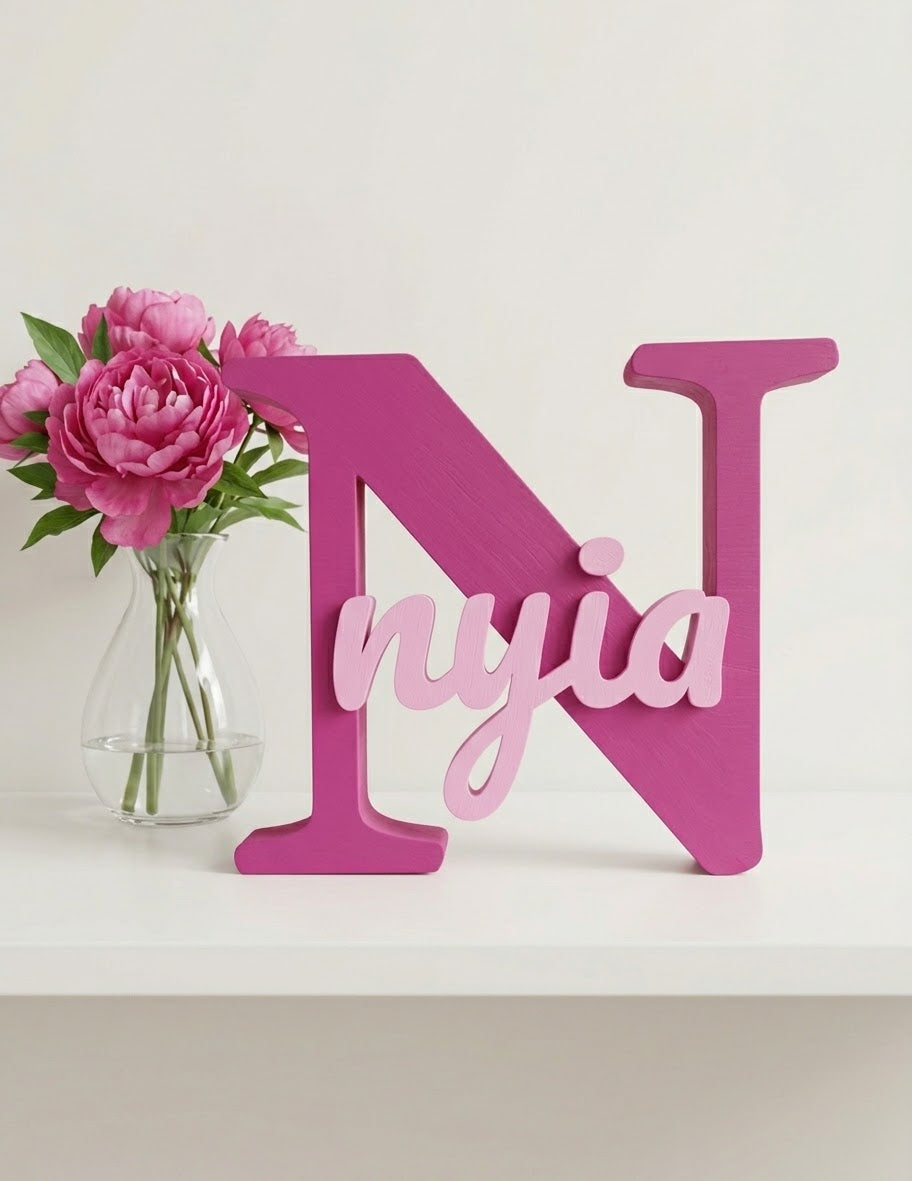 Custom 3D-Printed Initial & Name Sign