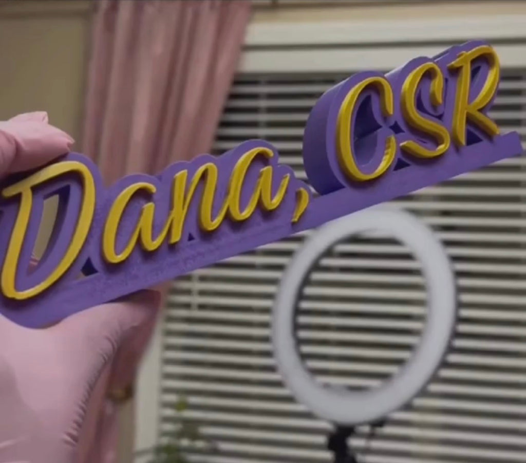 Custom 3D Printed Script Desk Nameplate | Personalized Office & Professional Name Sign