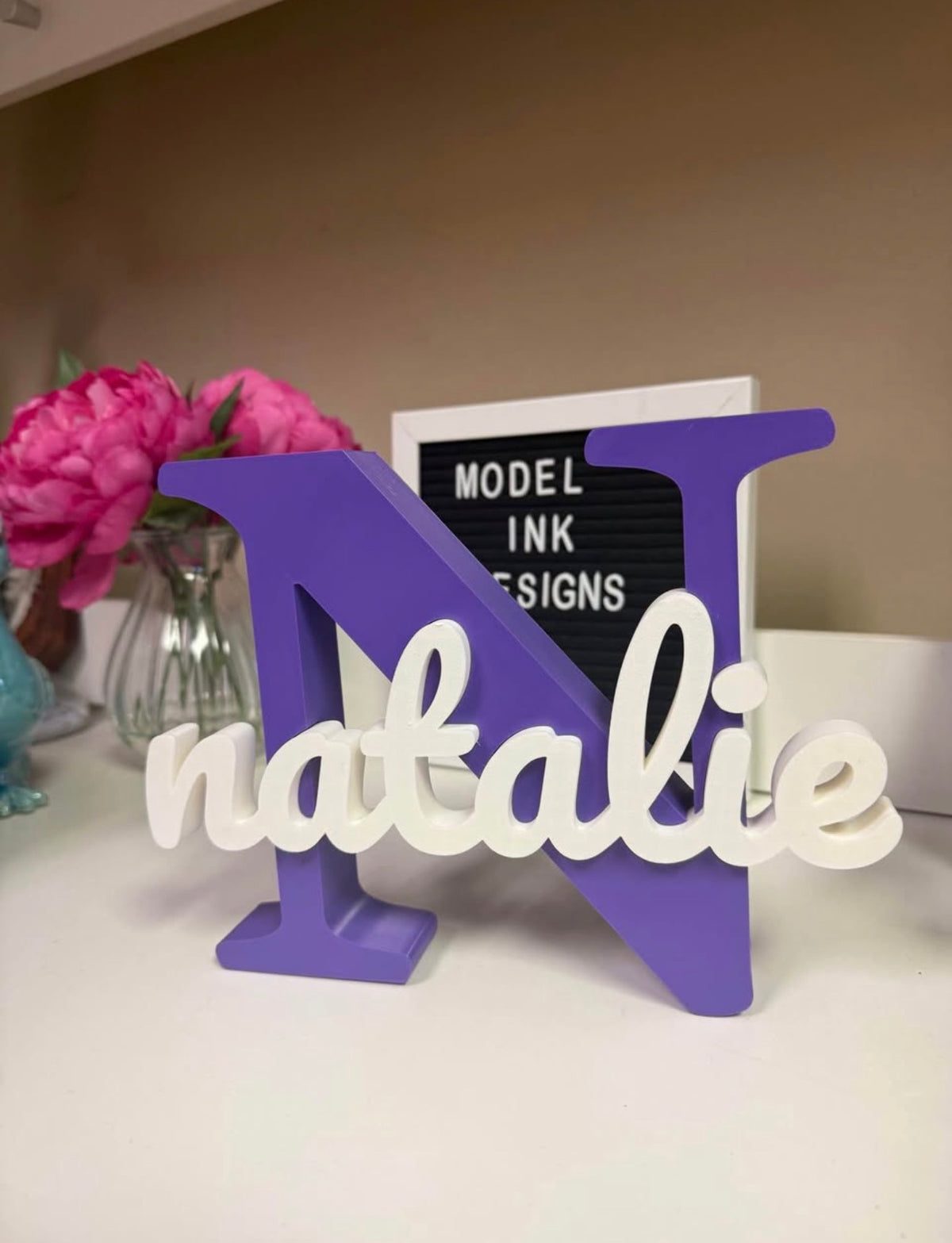 Custom 3D-Printed Initial & Name Sign