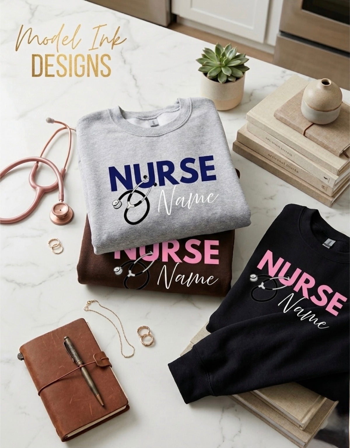 🩺 Personalized Nurse Stethoscope Crewneck Sweatshirt