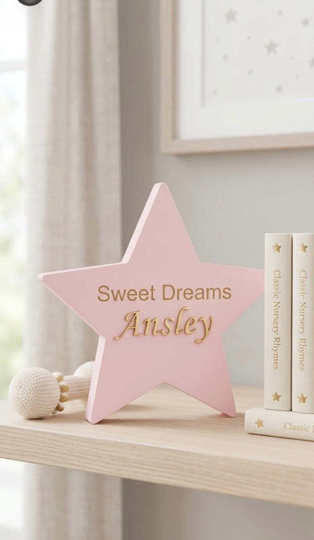 Custom 3D Printed "Sweet Dreams" Personalized Star Keepsake Sign