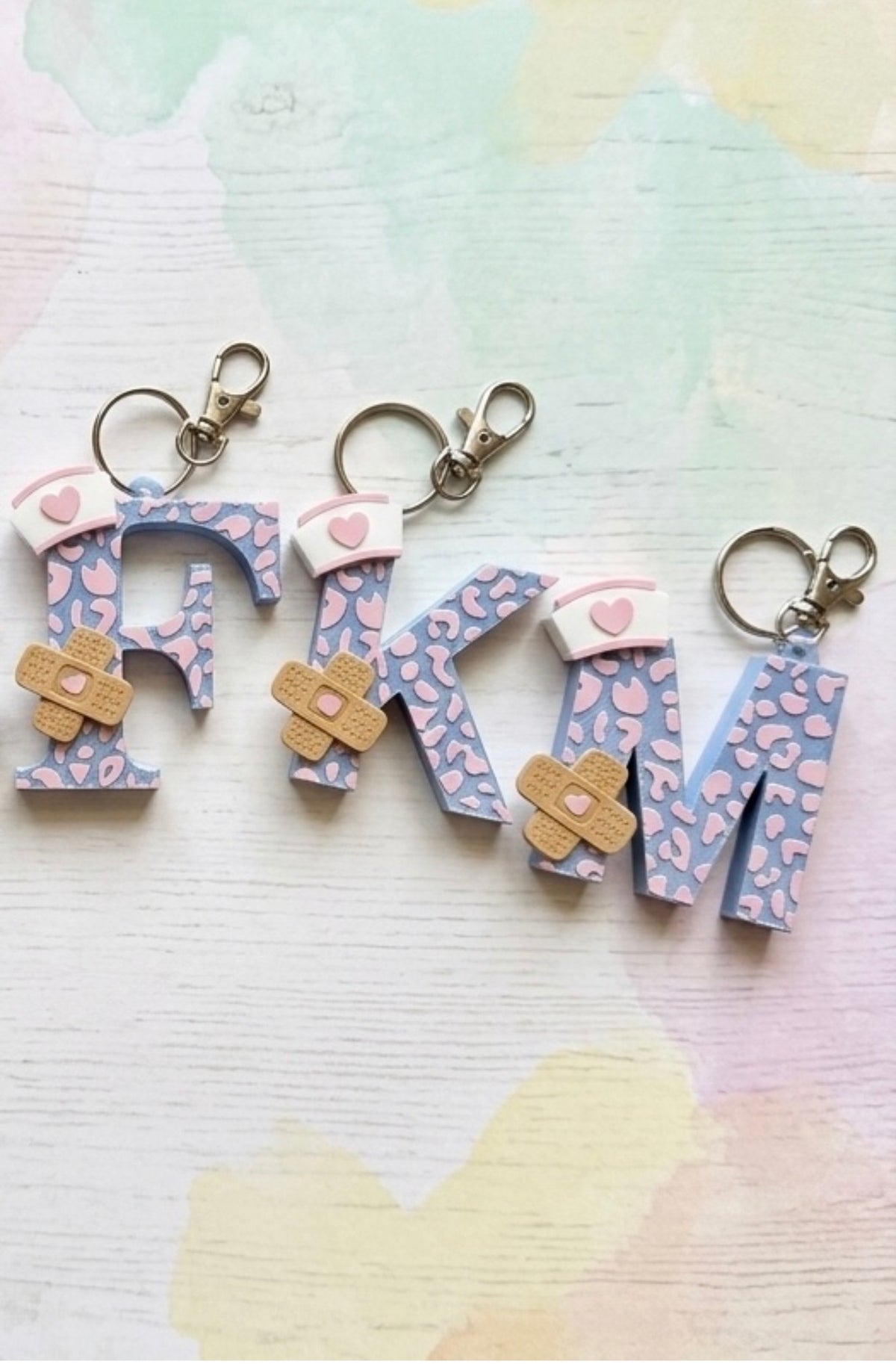 🩺 Personalized Nurse Initial Bag Charm Keychains