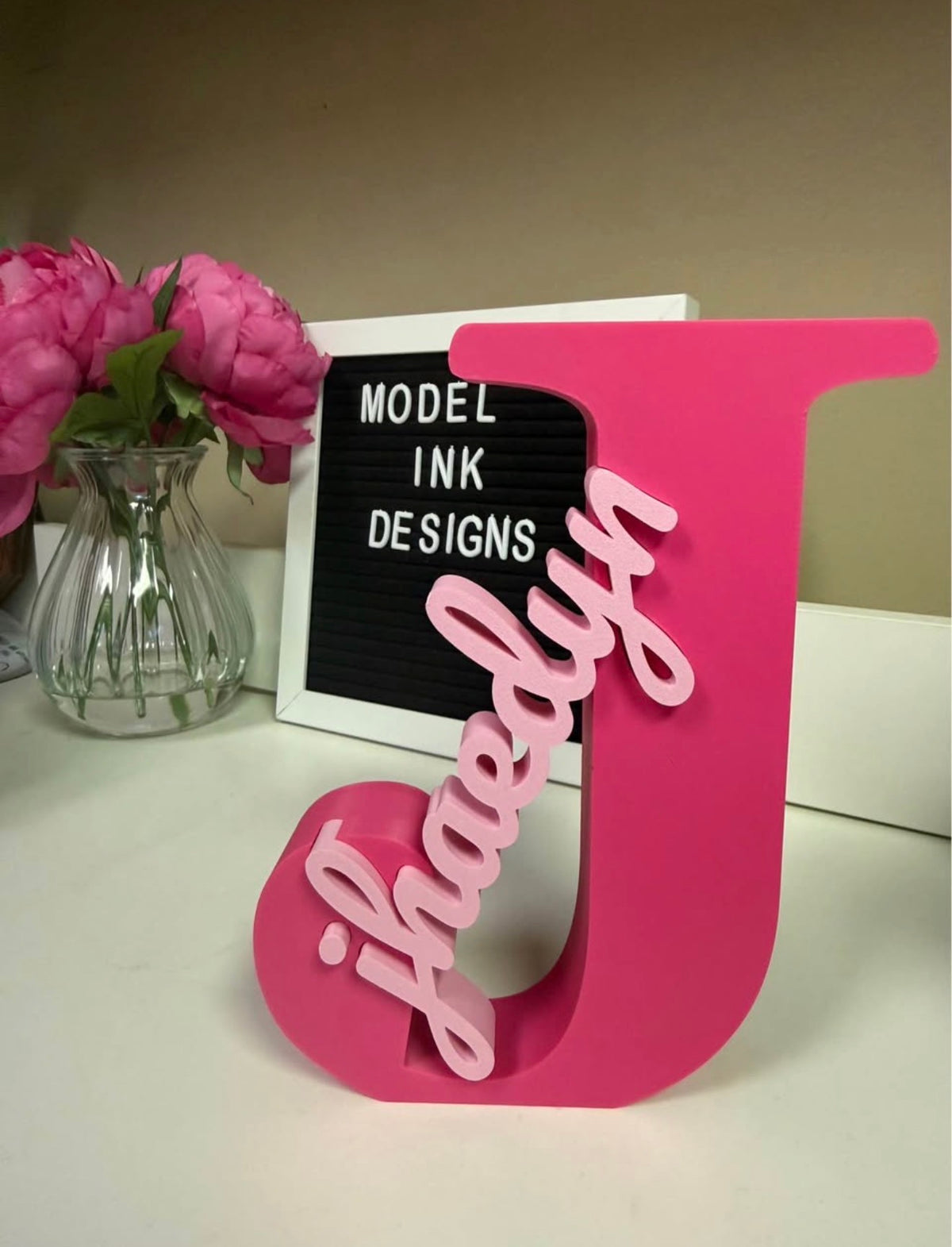 Custom 3D-Printed Initial & Name Sign